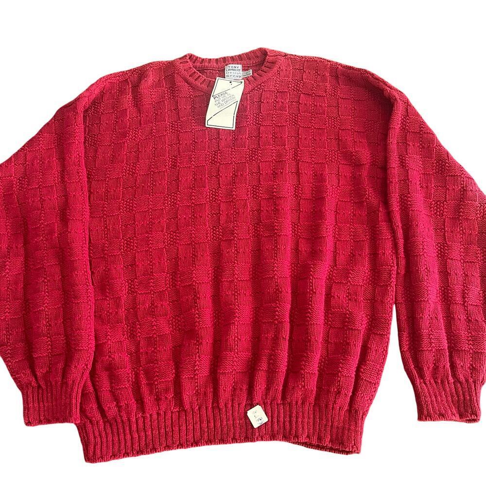 NWT Vintage Tony Lambert Design Group Men's Large Sweater Red USA Made